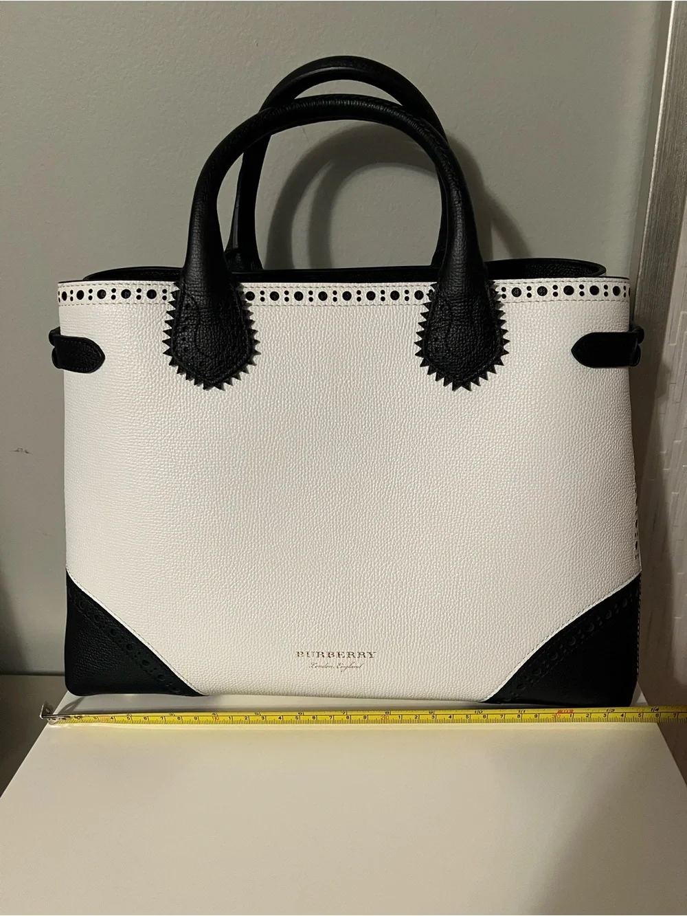 Burberry Black & White Leather Tote
